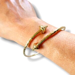 Elegant Gold Tone Open Coil Spiked Bangle Bracelet
